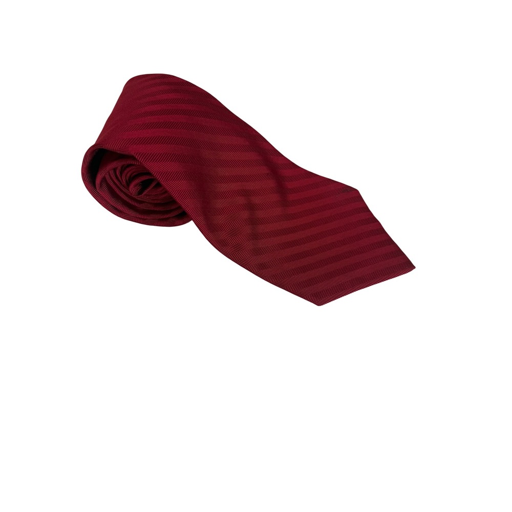 Polo Ralph Lauren Tie Mens OS Burgundy Vintage‎ Herringbone Silk Handmade USA